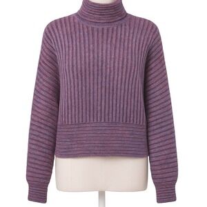 Vtg Babette Ballinger Purple Ribbed Knit Turtleneck Sweater Dolman XL Apre Ski